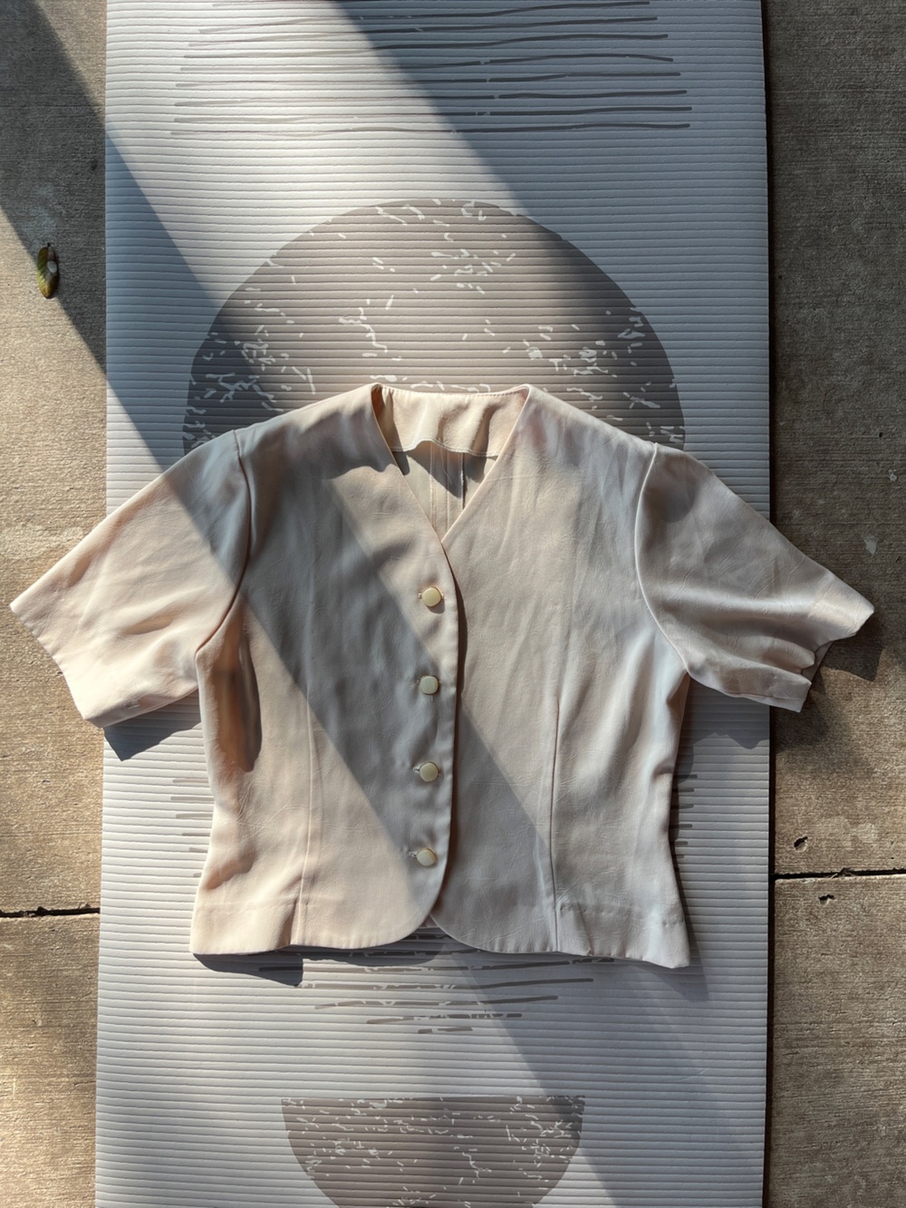 Women's Short Sleeve V-Neck Blouse in Light Peach